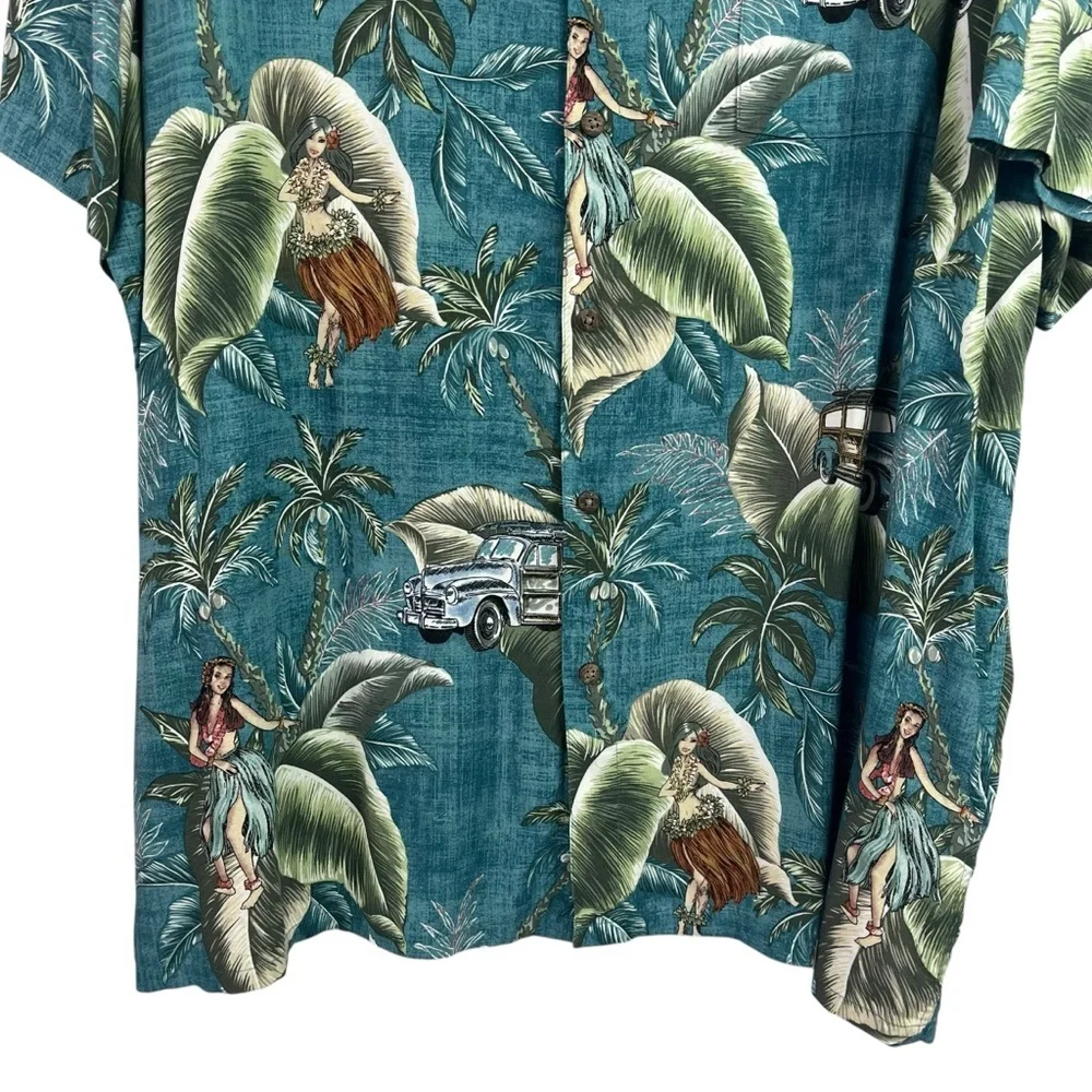 Campia Mens Hawaiian Shirt Easy Care Hulu Girls Floral Cars Tropical Rayon XXL - Picture 5 of 9